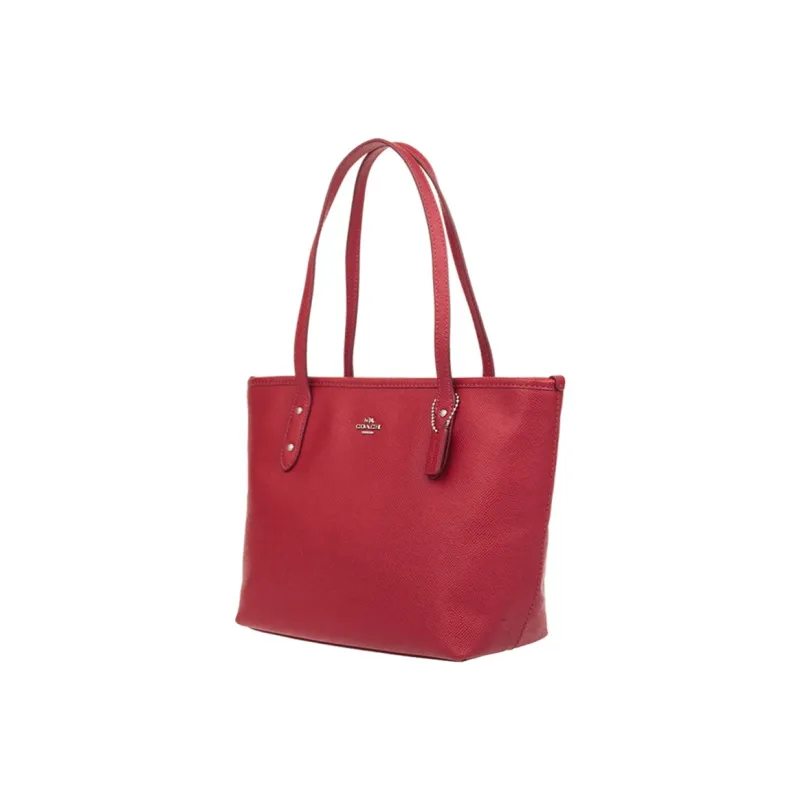 COACH City Zip Tote Leather Tote Bag, Shopping Bag, Shoulder Bag Medium Size Women's Red-2