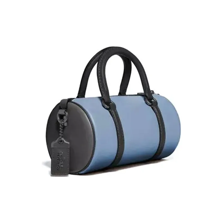 COACH Barrel Leather Boston Bag Handbag Shoulder Bag Crossbody Bag Women's Blue-1