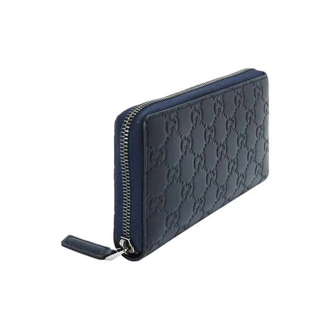 GUCCI Leather Wallet Regular Men's Dark Blue-1