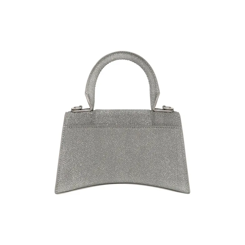 Balenciaga Hourglass Top Handle Bag Xs Sparking Material Gray-1