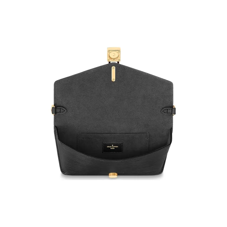 LOUIS VUITTON Padlock On Strap Cow Leather Handbag Women's Black-4