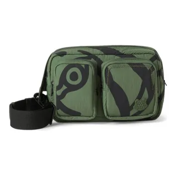 KENZO Nylon Fabric Crossbody One Shoulder Fanny Pack Men's Dark Khaki Green