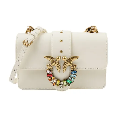PINKO SIMPLY Cow Leather Patchwork Flying Bird Swallow Bag Shoulder Bag Crossbody Bag Mini Women's White