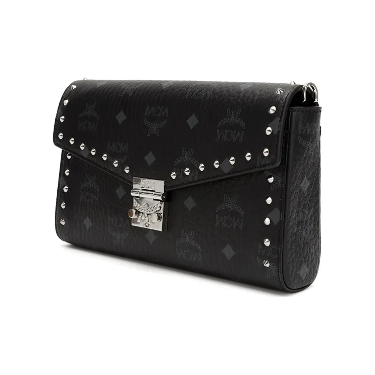 MCM Millie Visetos Artificial Leather Shoulder Bag, Crossbody Bag Women's Black-1