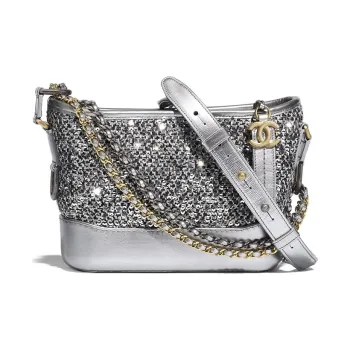 CHANEL Gabrielle Calfskin One Shoulder Crossbody Handheld Backpack Trumpets Women's Silver Sequins