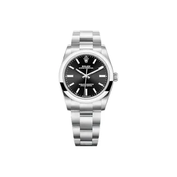 ROLEX Oyster Perpetual Automatic Mechanical Movement Unisex Watch Black Dial Oystersteel Case Oystersteel Strap