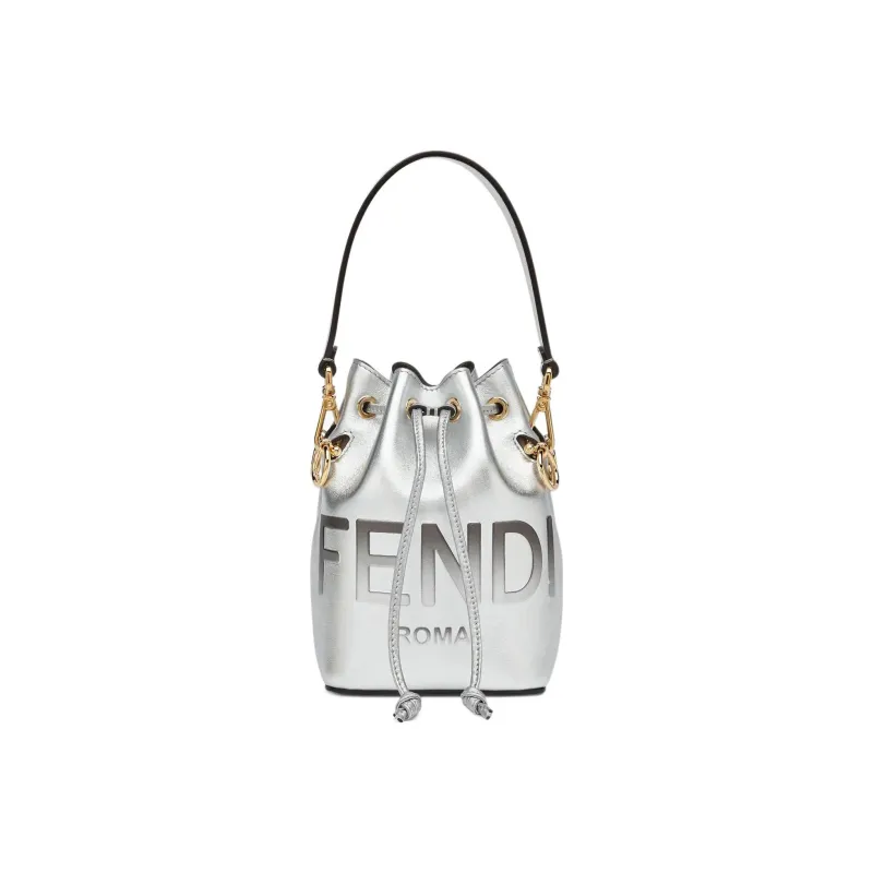 FENDI Mon Tresor Calfskin Bucket Bags Shoulder Bag Crossbody Bag Handbag Mini Women's Silver-0