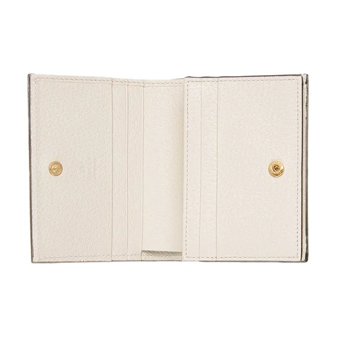 GUCCI Marmont Leather Wallets Card Holders Women's White-3