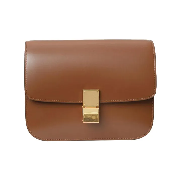 CELINE Classic Bo Cow Leather Block Bag Shoulder Bag Crossbody Bag Medium Size Women's Caramel-0