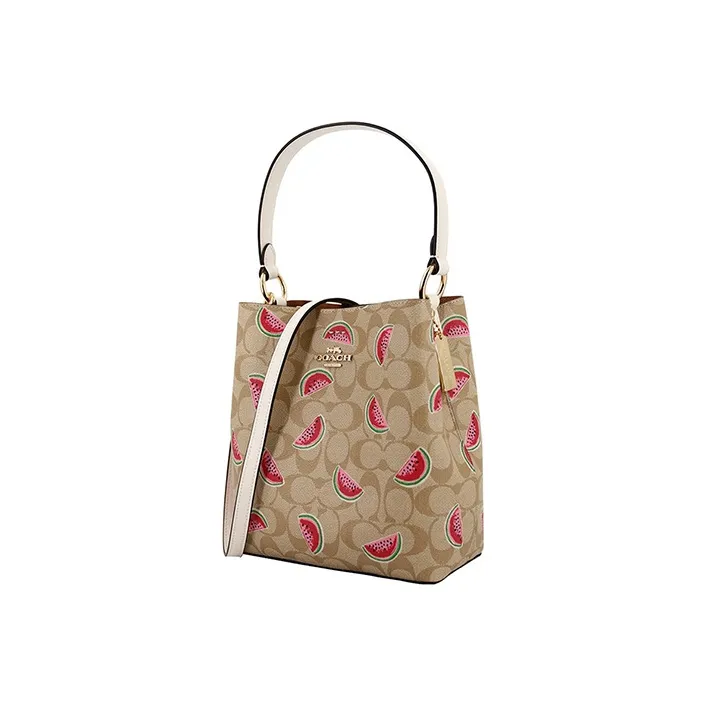 COACH Town PVC Crossbody Bucket Bag, Handbag, Shoulder Bag Small Size Women's Beige-1