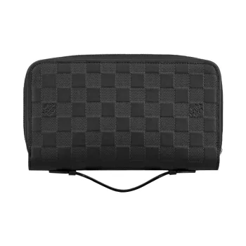 LOUIS VUITTON Infini Leather Cow Leather Lining Clutch Wallet Tubas Men's Black