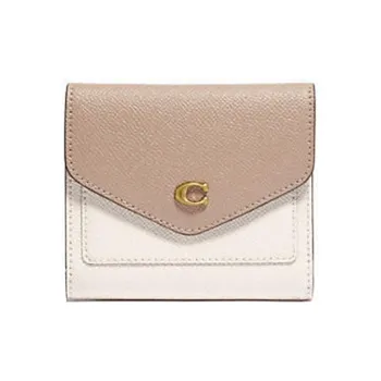 COACH Wyn Leather Wallet Mini Women's Chalk Gray Brown