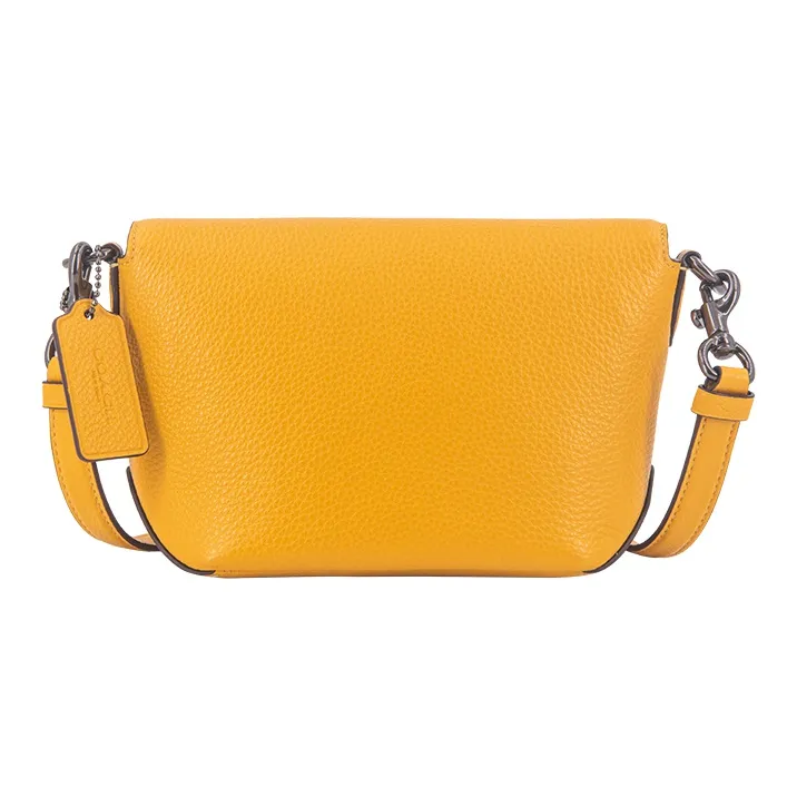 COACH Leather Shoulder Bag, Crossbody Bag Trumpets Women's Yellow-3