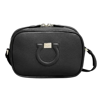 FERRAGAMO Cow Leather Camera Bag Shoulder Bag Crossbody Bag Women's Black