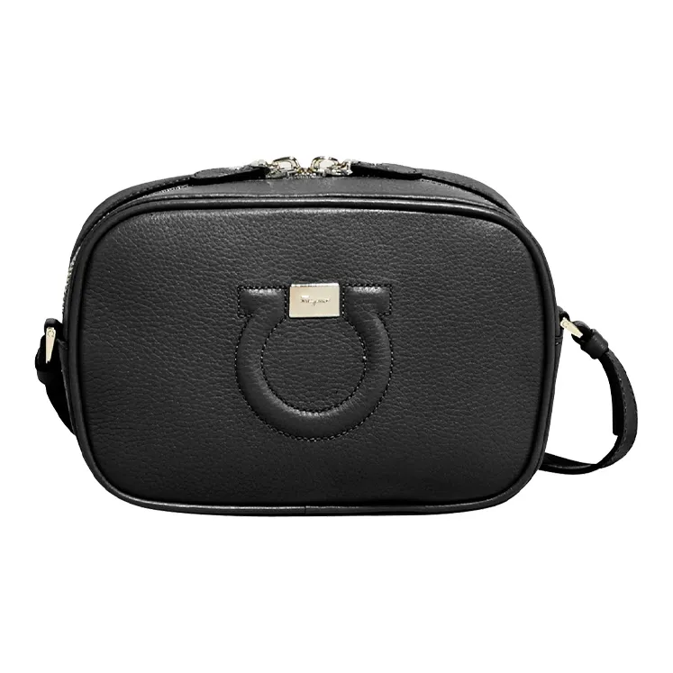 FERRAGAMO Cow Leather Camera Bag Shoulder Bag Crossbody Bag Women's Black-0