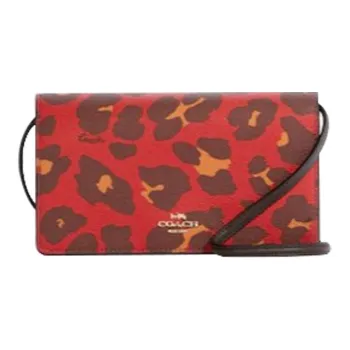 COACH Anna Coated Canvas With Leather Shoulder Bag, Crossbody Bag Trumpets Women's Red