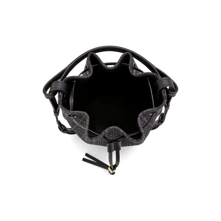 LOEWE Balloon Jacquard Fabric With Cow Leather Portable Crossbody Bag Shoulder Bag Women's Black-4