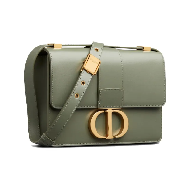 DIOR 30 Montaigne Collection Smooth Cow Leather Box Bag, Shoulder Bag, Crossbody Bag Women's Pine Green Color-1