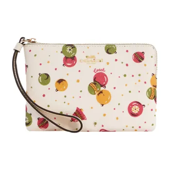 COACH Leather Wrist Bag Clutch Wallet Women's White