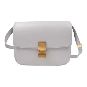 CELINE Classic Bo Cow Leather Tofu Cube Bag Shoulder Bag Crossbody Bag Medium Size Women's Gray