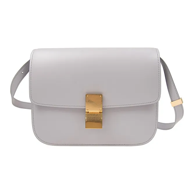 CELINE Classic Bo Cow Leather Tofu Cube Bag Shoulder Bag Crossbody Bag Medium Size Women's Gray-0