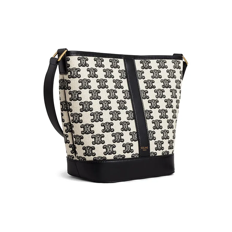 CELINE Triomphe Embroidered Fabric Bucket Bags Shoulder Bag Crossbody Bag Regular Women's Black/White-1