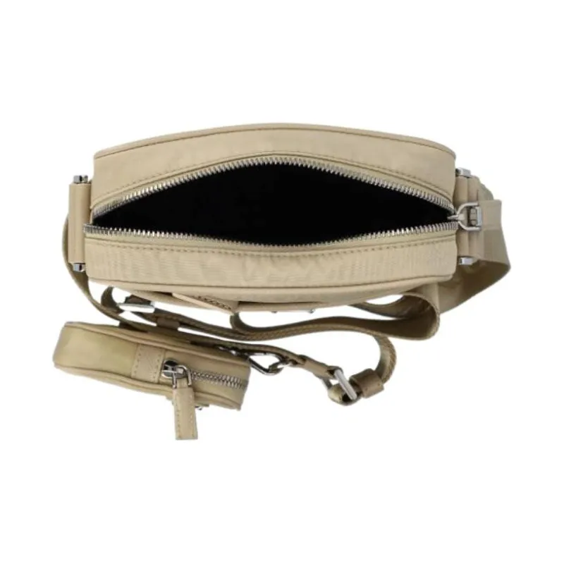 PRADA Fabric With Leather Shoulder Bag Crossbody Bag Men's Khaki-4