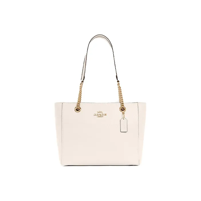 COACH Marlie Pebbled Leather Tote Bag, Shopping Bag, Shoulder Bag, Handbag Large Size Women's White-0