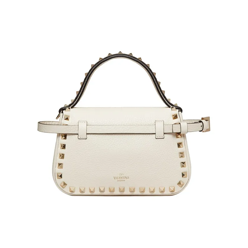 Valentino Grain Calfskin Portable Crossbody Bag, Shoulder Bag Small Size Women's White-2