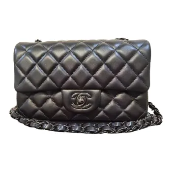 CHANEL So Black Lambskin Shoulder Bag, Crossbody Bag Mini Women's Black