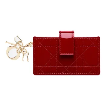 DIOR Cow Leather Card Holder Card Holder Women's Cherry Red