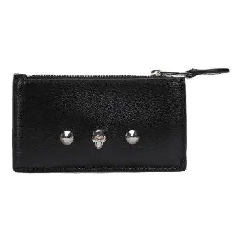 Alexander McQueen Cow Leather Card Holder, Wallet Women's Black