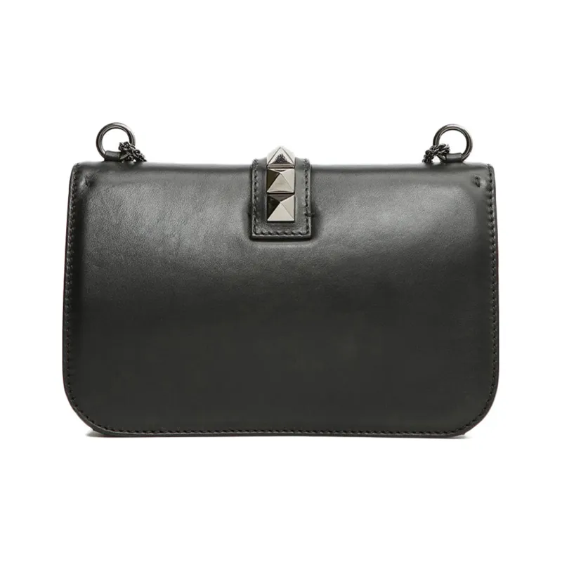 Valentino Rockstud Leather Chain Bag Messenger Bag Shoulder Bag Crossbody Bag Regular Black-2