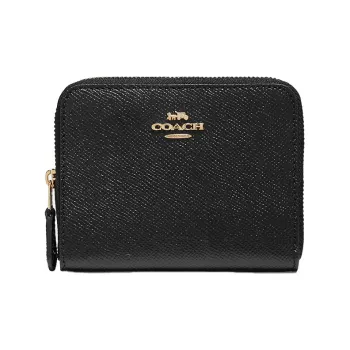 COACH Zip Around Cow Leather Wallet Small Size Women's Black