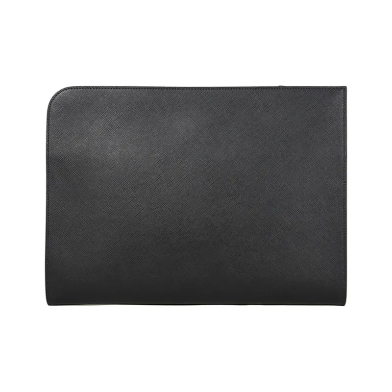 PRADA Leather Clutch Men's Black-3