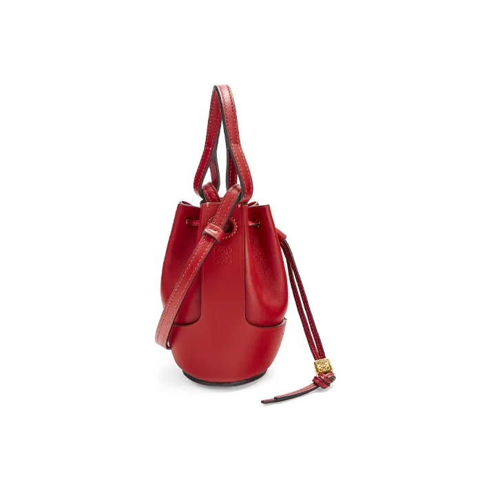LOEWE Balloon Nappa Cow Leather Bucket Bag Handbag Shoulder Bag Crossbody Bag Extra Mini Women's Deep Red-2