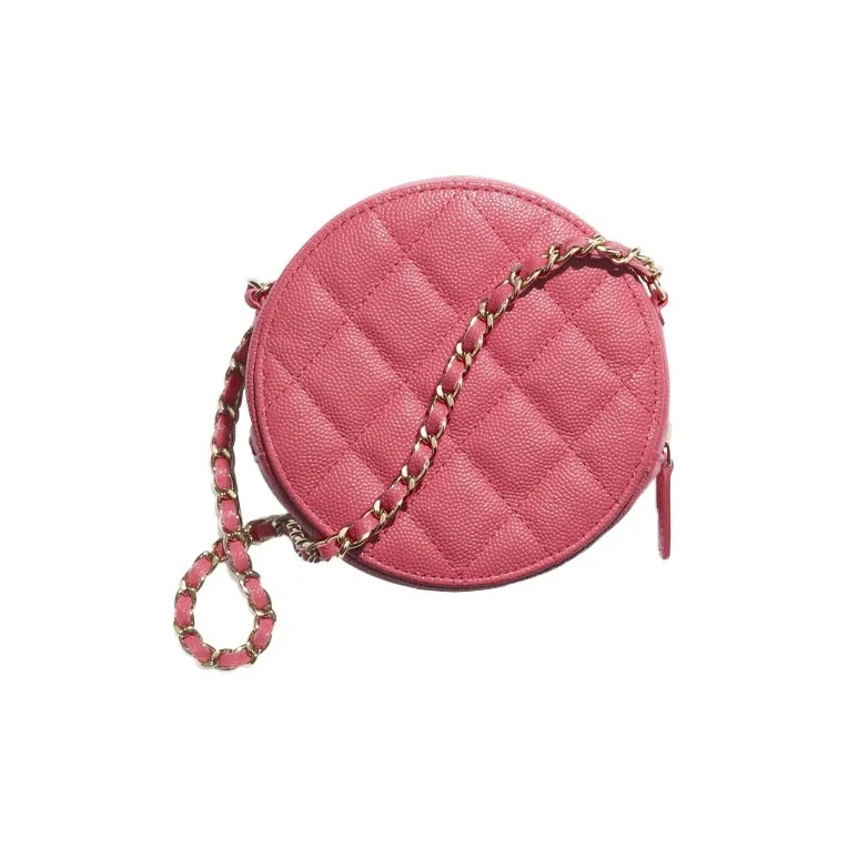 CHANEL 19Bag Grain Caviar Calfskin Round Bag, Small Round Bag, Crossbody Bag, Shoulder Bag Trumpets Women's Pink-1