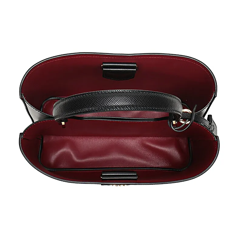 PRADA Double Cow Leather One Shoulder Handbag Women's Black-3