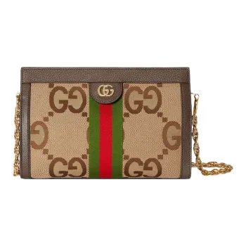 GUCCI Ophidia Canvas With Leather Chain Shoulder Bag Crossbody Bag Envelope Bag Clutches Women's Beige Brown
