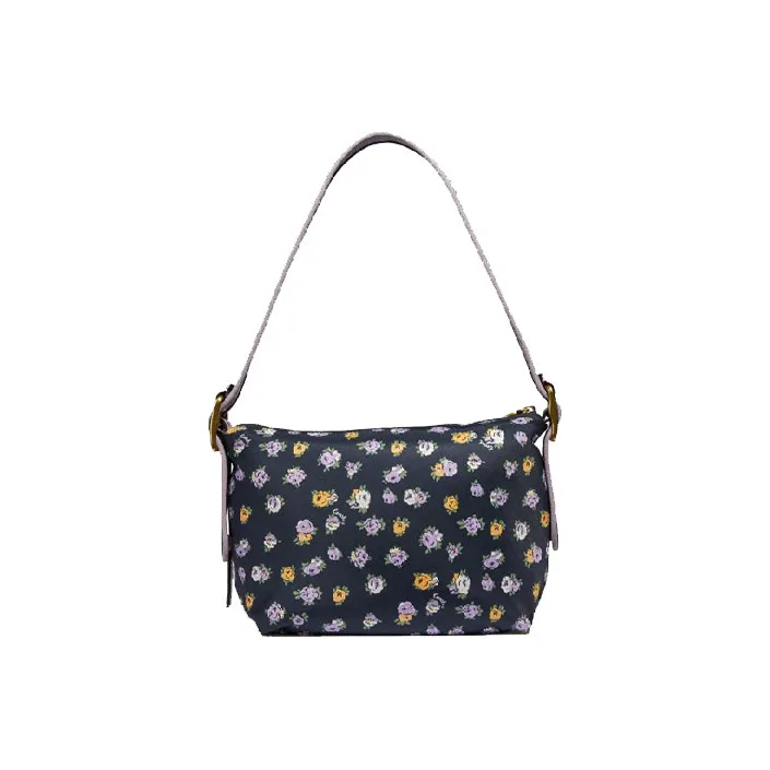 COACH Cargo Nylon Fabric Handbag Shoulder Bag Women's Black With Purple Print-2