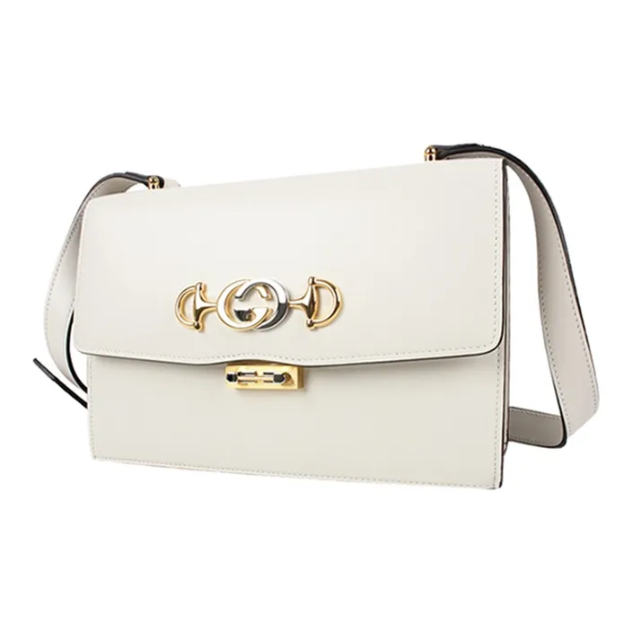 GUCCI Zumi Smooth Leather Shoulder Bag Small Size Women's White-1