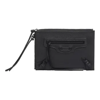 Balenciaga Cow Leather Makeup Bags Clutches Women's Black