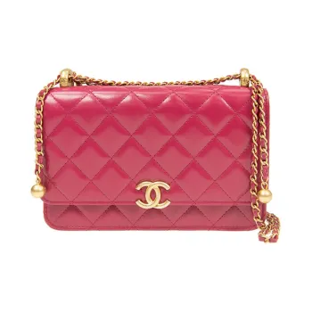 CHANEL WOC Calfskin & Metal Coin Purse Crossbody Bag Women's Pink