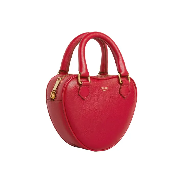 CELINE Smooth Cow Leather Clutch Shoulder Bag Crossbody Bag Handbag Medium Size Women's Red-2