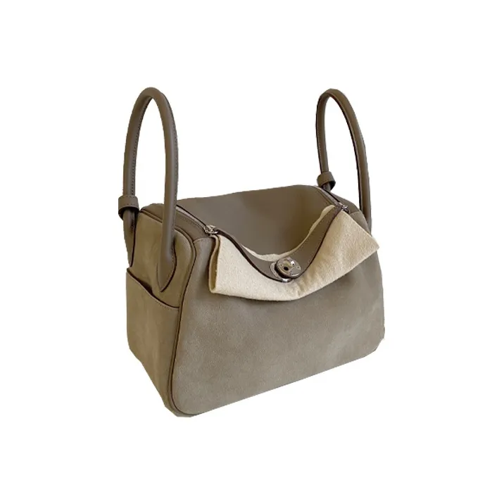 HERMES Lindy Grizzly Suede With Swift Leather Handbag, Shoulder Bag Regular Women's-1