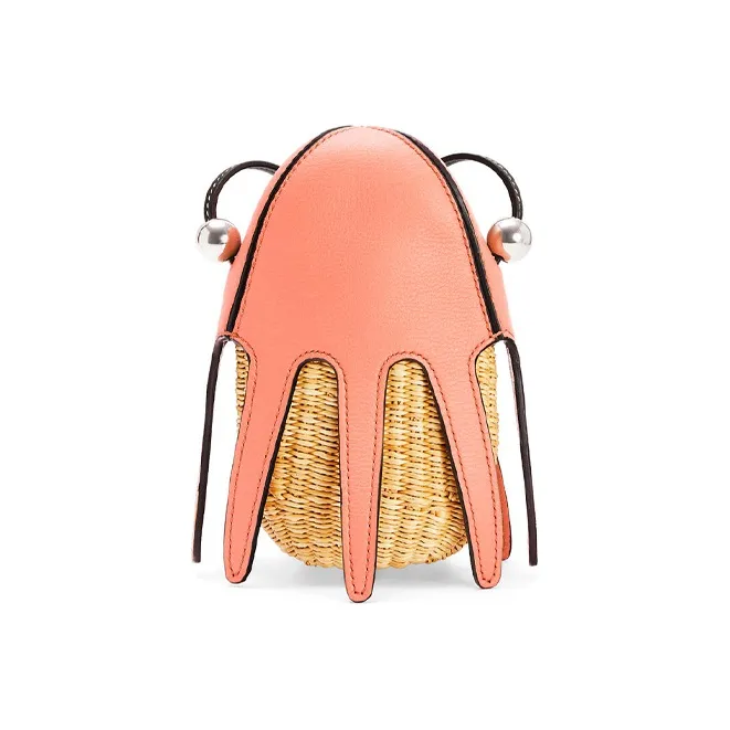 LOEWE Anagram Cow Leather Anagram Embossed Vacation Bag Shoulder Bag Crossbody Bag Mini Women's Natural & Grapefruit-2