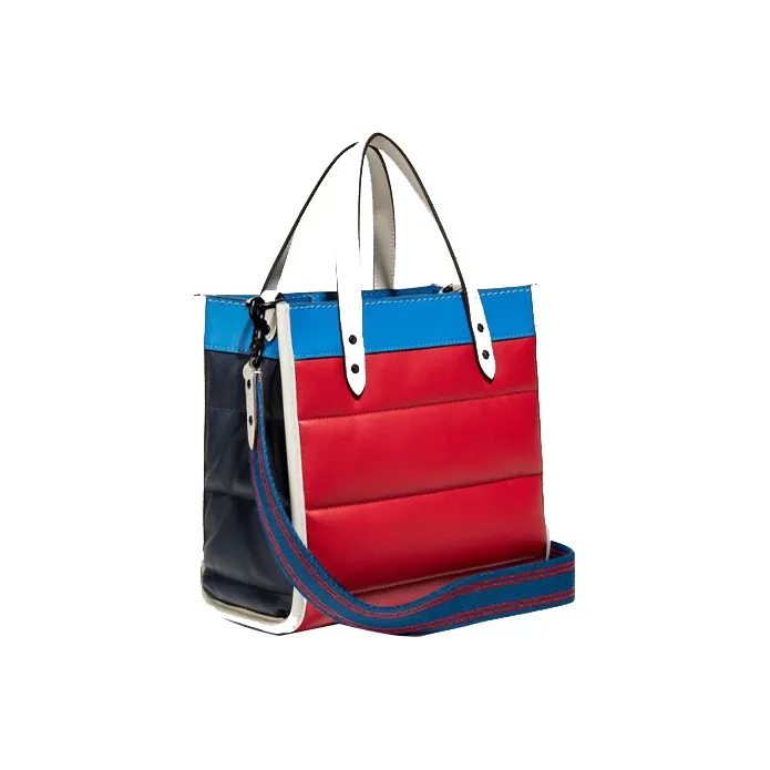 COACH Field Leather Handbag Tote Bag Shopping Bag Crossbody Bag Small Size Women's Candy Red & Blue-1
