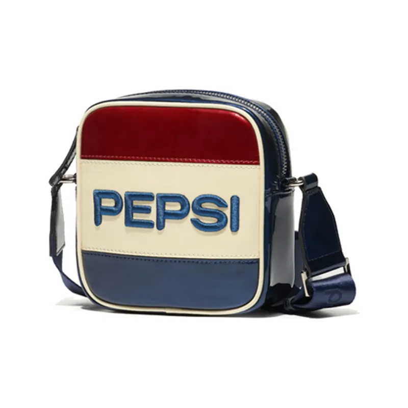 Pepsi Pu Synthetic Leather Small Square Bag Shoulder Bag Regular Unisex Deep Sea Blue-1