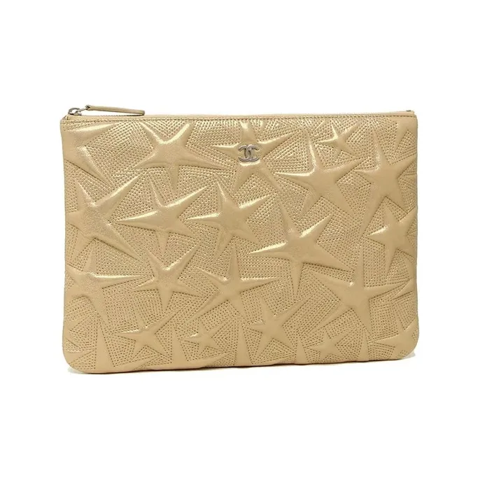 CHANEL Lambskin Zip Closure Wallet Women's Gold-1