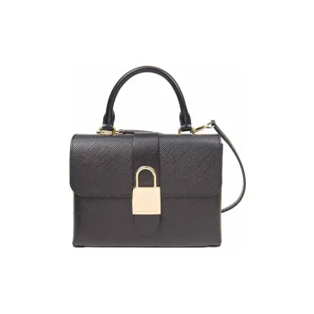 LOUIS VUITTON Locky Cow Leather Lockable Handbag, Shoulder Bag Regular Women's Black